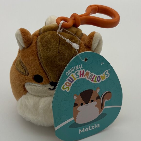 Squishmallows Clip Melzie the Chipmunk 3.5 Inch Soft Plush Keychain New - Picture 2 of 4